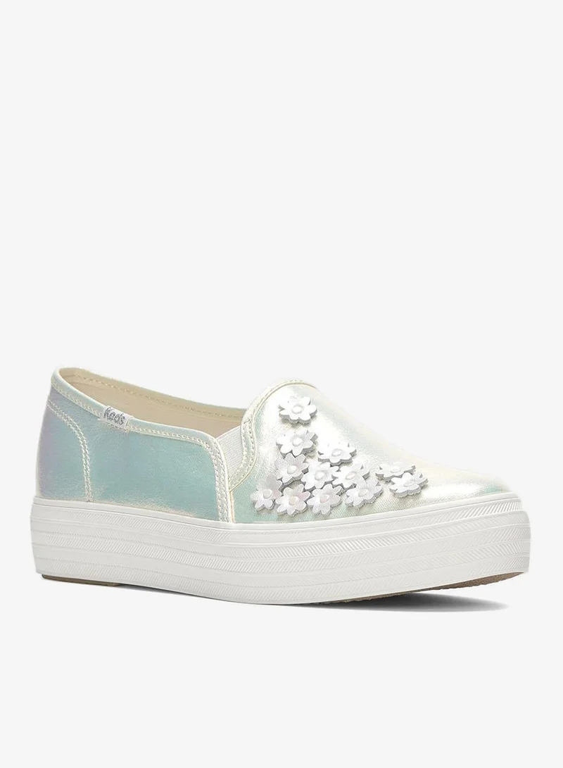 Keds Snow White/Iridescent Keds Women's Triple Decker Slip On Canvas Digi Femme Casual Sneaker White for Women | Best Price UAE